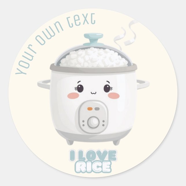 Rice cooker i love rice kawaii Sticker (Front)