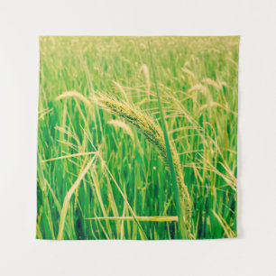 Rice field in rural and fresh, vintage styleabstr tapestry