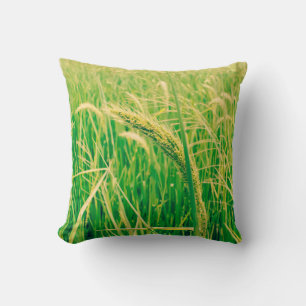 Rice field in rural and fresh,  vintage styleabstr throw pillow