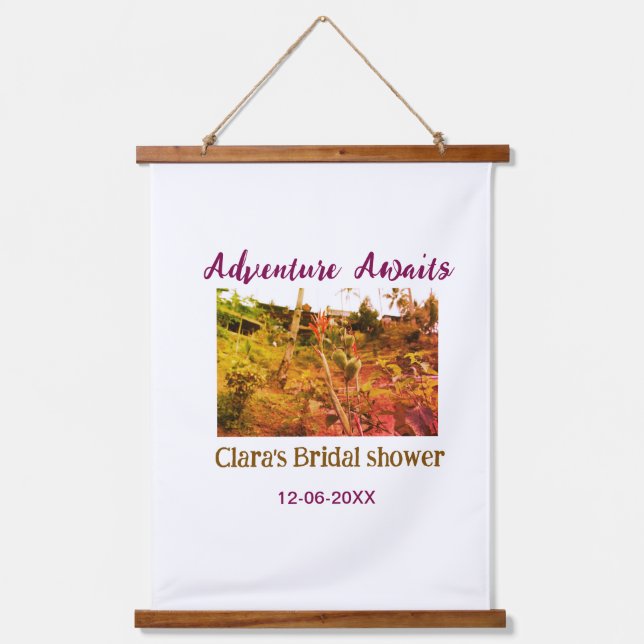 Rice fields adventure awaits bridal shower name fa hanging tapestry (Front)