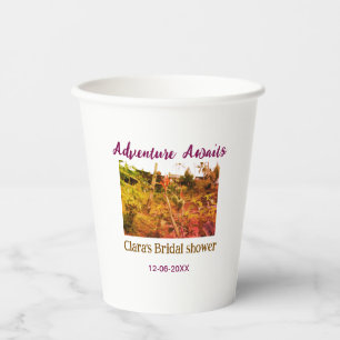 Rice fields adventure awaits bridal shower name fa paper cups
