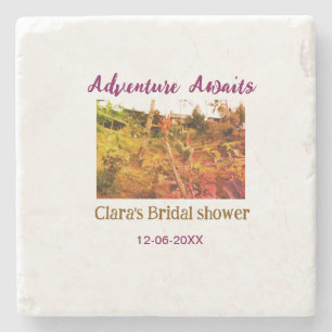 Rice fields adventure awaits bridal shower name fa stone coaster
