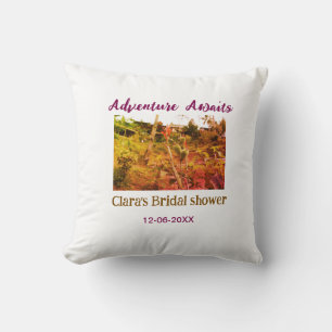 Rice fields adventure awaits bridal shower name fa throw pillow