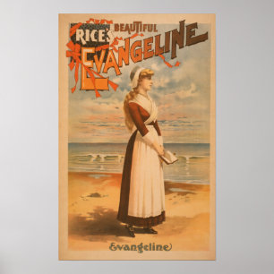 Rice's beautiful Evangeline Woman at Ocean Poster