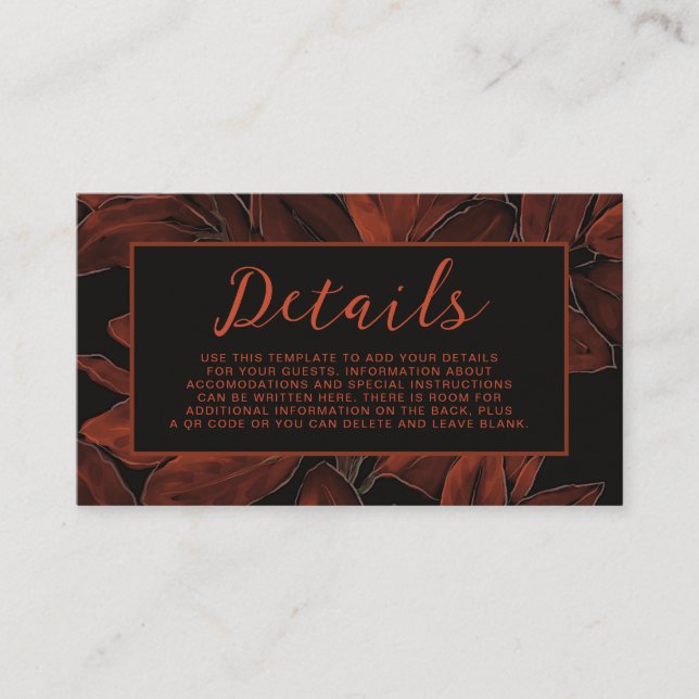 Rich Automne Automne Détails Mariage Carte Moody F (Devant)