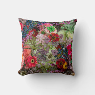 Rich Autumn Floral Bouquet with Gerberas and Berri Throw Pillow