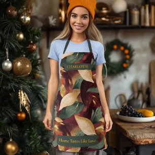 Rich Autumn Leaves Apron with Custom Name
