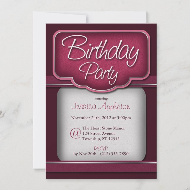 Rich Berry Fuchsia : Birthday Party Invitations (Front)