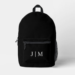 Rich Black Customizable Monogram Luxurious Modern Printed Backpack