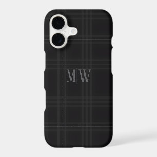 Rich Black Tones Scottish Tartan Plaid Pattern 