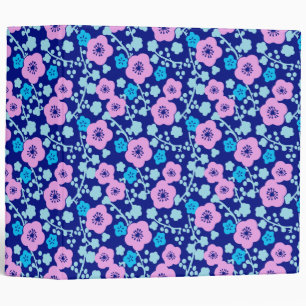 Rich blue and pink floral pattern Japanese Plum Binder