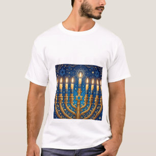 Rich Blue & Gold Jeweled Hanukkah  T-Shirt