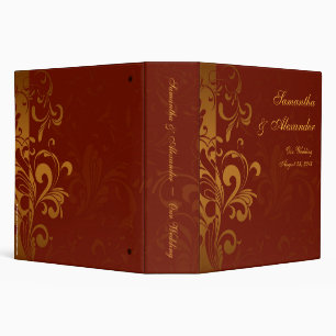 Rich Brick Red and Gold Reverse Swirl Binder
