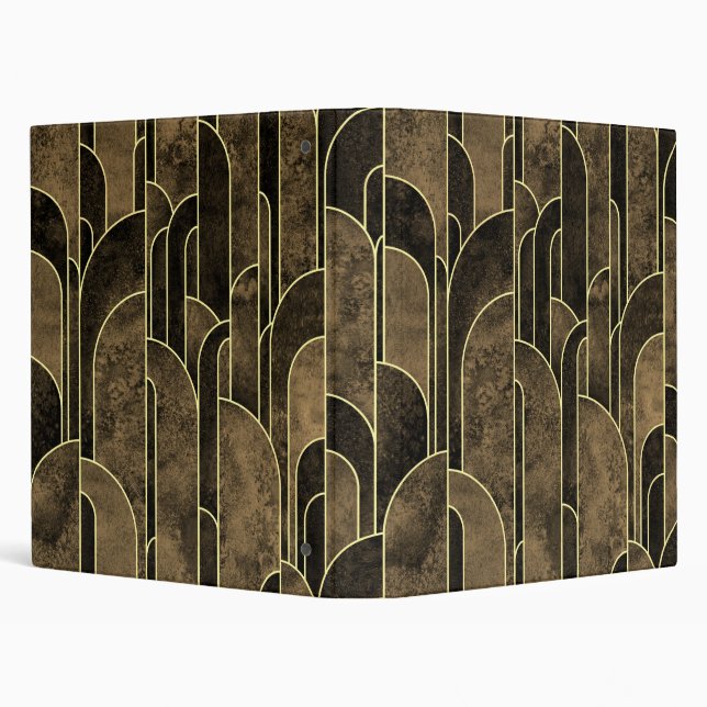Rich Brown and Gold Art Deco Pattern Binder (Background)
