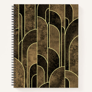 Rich Brown and Gold Art Deco Pattern Notebook