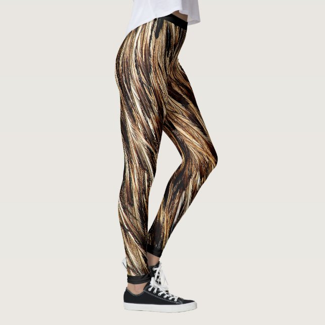 Rich Brown Emu Feathered Leggings (Right)
