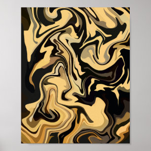 Rich Brown Swirls with Golden Hues Poster