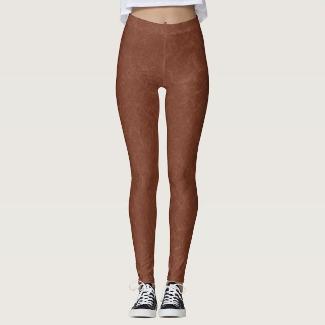 Rich brown  textured swirling  pattern leggings (Front)