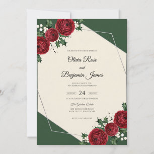 Rich Burgundy Forest Petal Wedding Invitation