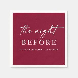 Rich Burgundy Modern Minimalist Rehearsal Dinner Napkin