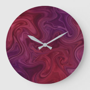 Rich Burgundy Wine Purple Organic Flow  Large Clock