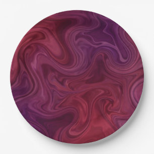 Rich Burgundy Wine Purple Organic Flow  Paper Plate