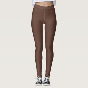Rich Chocolate Brown Neutral Solid Colour Print Leggings