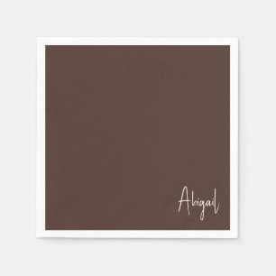 Rich Chocolate Brown  Personalized Shower Cocktail Napkin