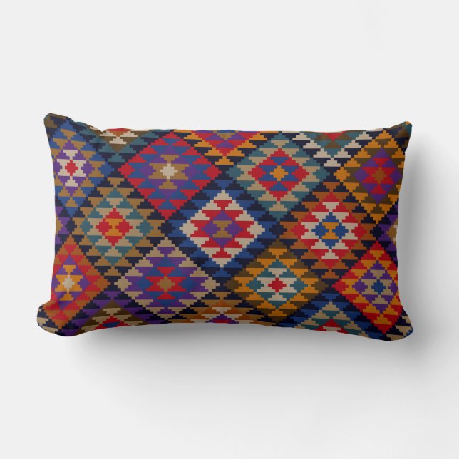 Rich Coloured Indian Pattern Lumbar Pillow (Front)