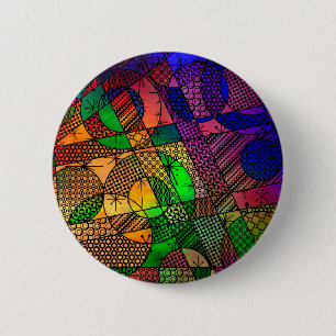 Rich Colourful, Textured Geometric Abstract 2 Inch Round Button