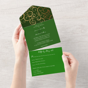 Rich Colours with Gold Wedding All In One Invitation