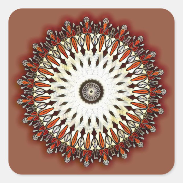 Rich copper mandala square sticker (Front)