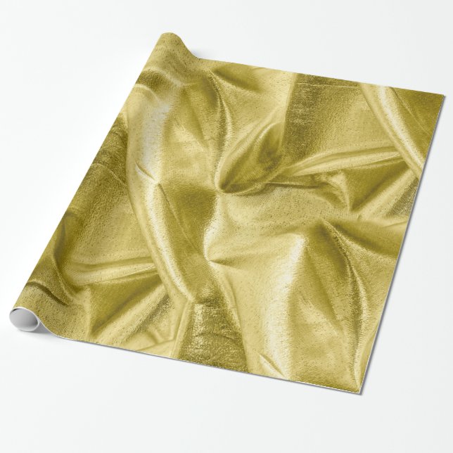 Rich Crumpled Metallic Gold Faux Lame' Texture Wrapping Paper (Unrolled)