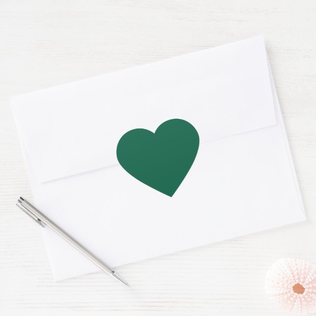 Rich Dark Green Heart Sticker (Envelope)