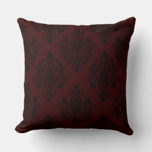 Rich Dark Red Colour Stylish Damask design Throw Pillow