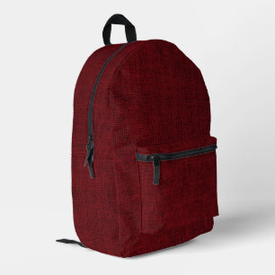 Rich Dark Red Linen Design Printed Backpack