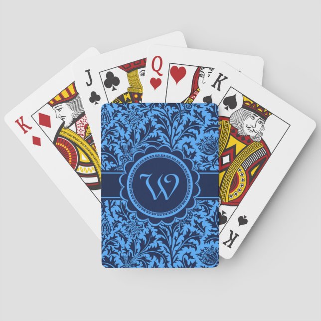 Rich Elegant Blue Floral William Morris Pattern Playing Cards (Back)