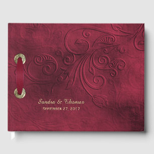 Rich Elegant Burgundy Wedding Guest Book