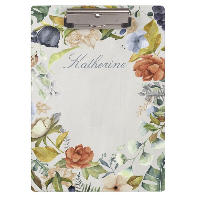 Rich Floral Border Personalized Clipboard (Front)