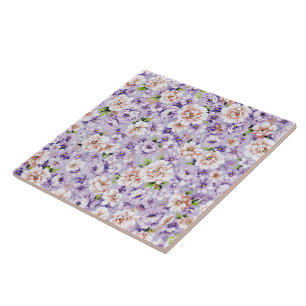 Rich floral pattern with purple and pink flowers tile