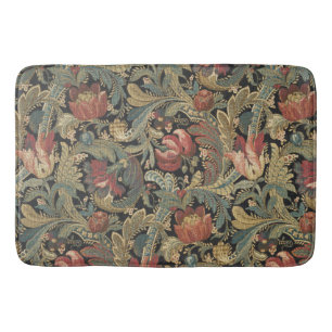 Rich Floral Tapestry Brocade Antique Classic Bath Mat