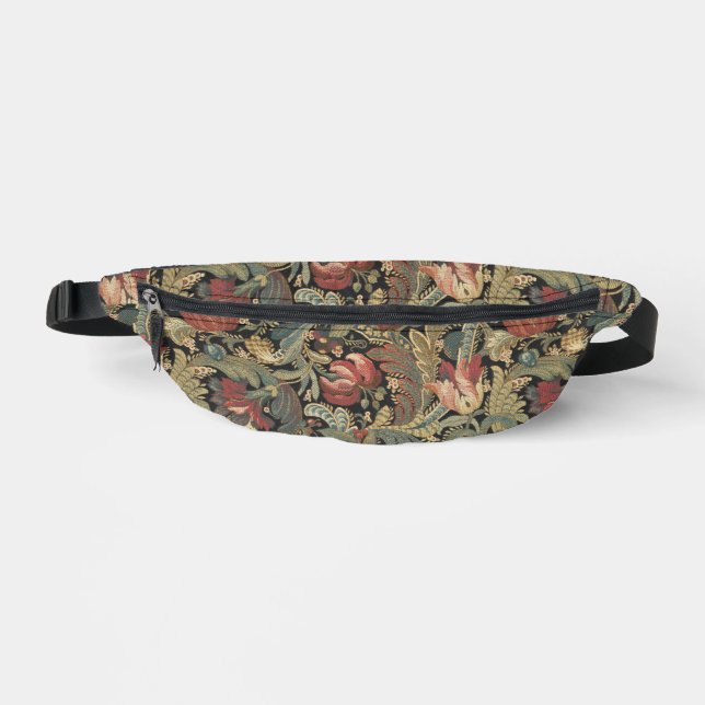 Rich Floral Tapestry Brocade Antique Classic Fanny Pack (Front)