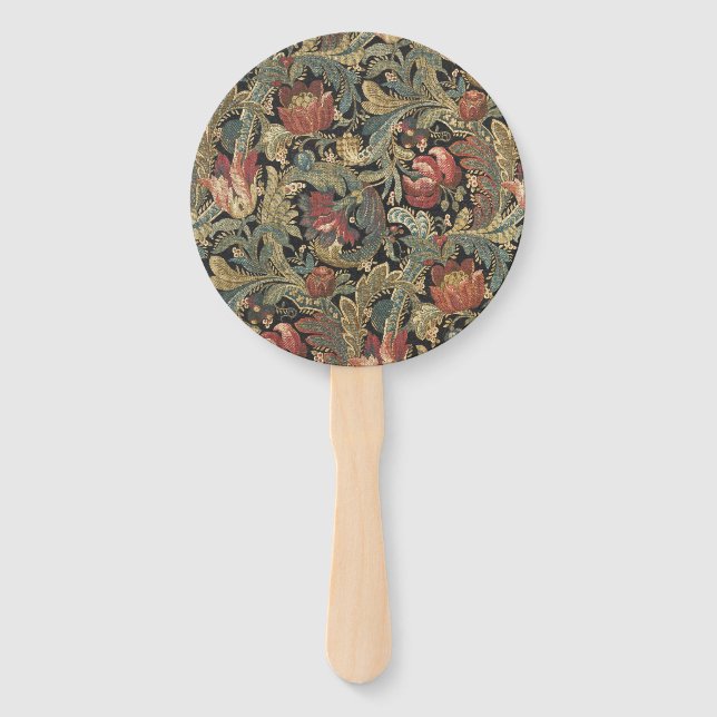 Rich Floral Tapestry Brocade Antique Classic Hand Fan (Front)