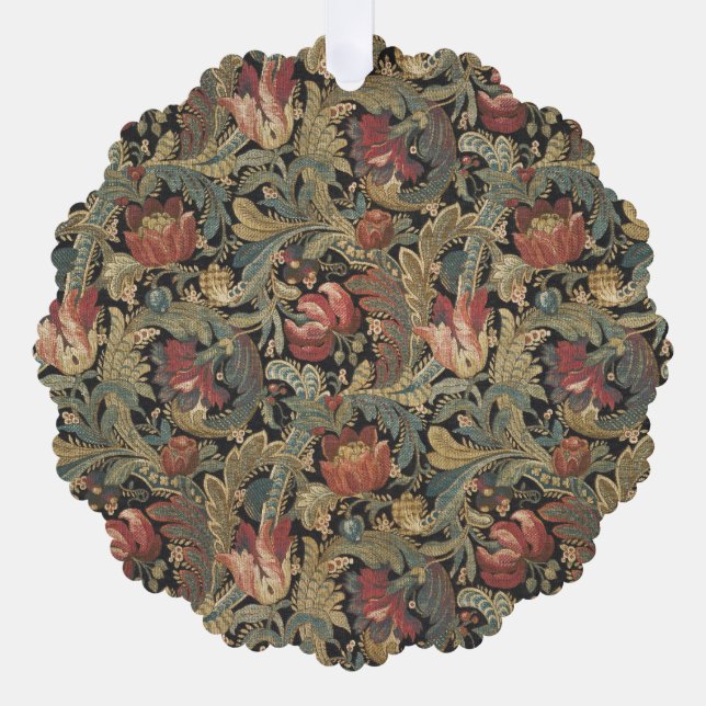 Rich Floral Tapestry Brocade Antique Classic Ornament Card (Front)