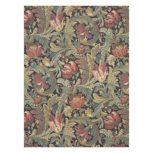 Rich Floral Tapestry Brocade Antique Classic Tablecloth (Front)