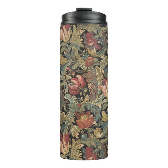 Rich Floral Tapestry Brocade Antique Classic Thermal Tumbler (Front)