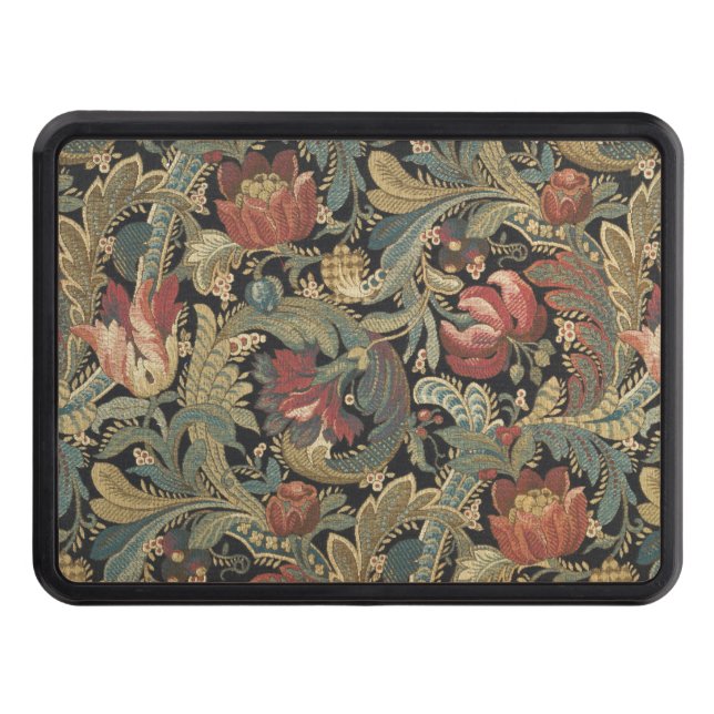 Rich Floral Tapestry Brocade Antique Classic Trailer Hitch Cover (Front)