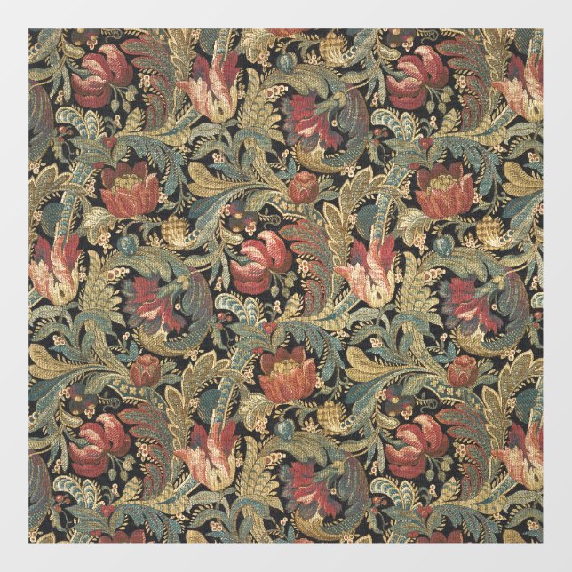 Rich Floral Tapestry Brocade Antique Classic Window Cling (Sheet)