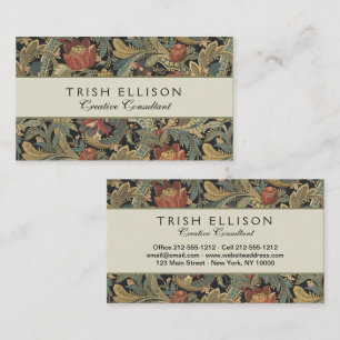 Rich Floral Tapestry Brocade Antique Victorian Business Card