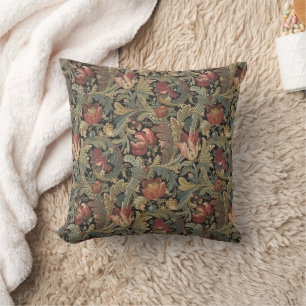 Rich Floral Tapestry Brocade Antique Victorian Throw Pillow